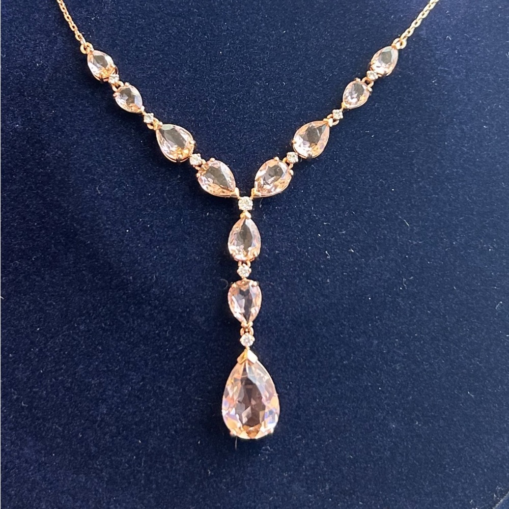 Swarovski Rose Gold Teardrop Pendant Necklace
